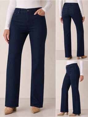 NYDJ Teresa Trouser Dark Rinse Straight Leg Stretch Denim Women Size 12 NWT